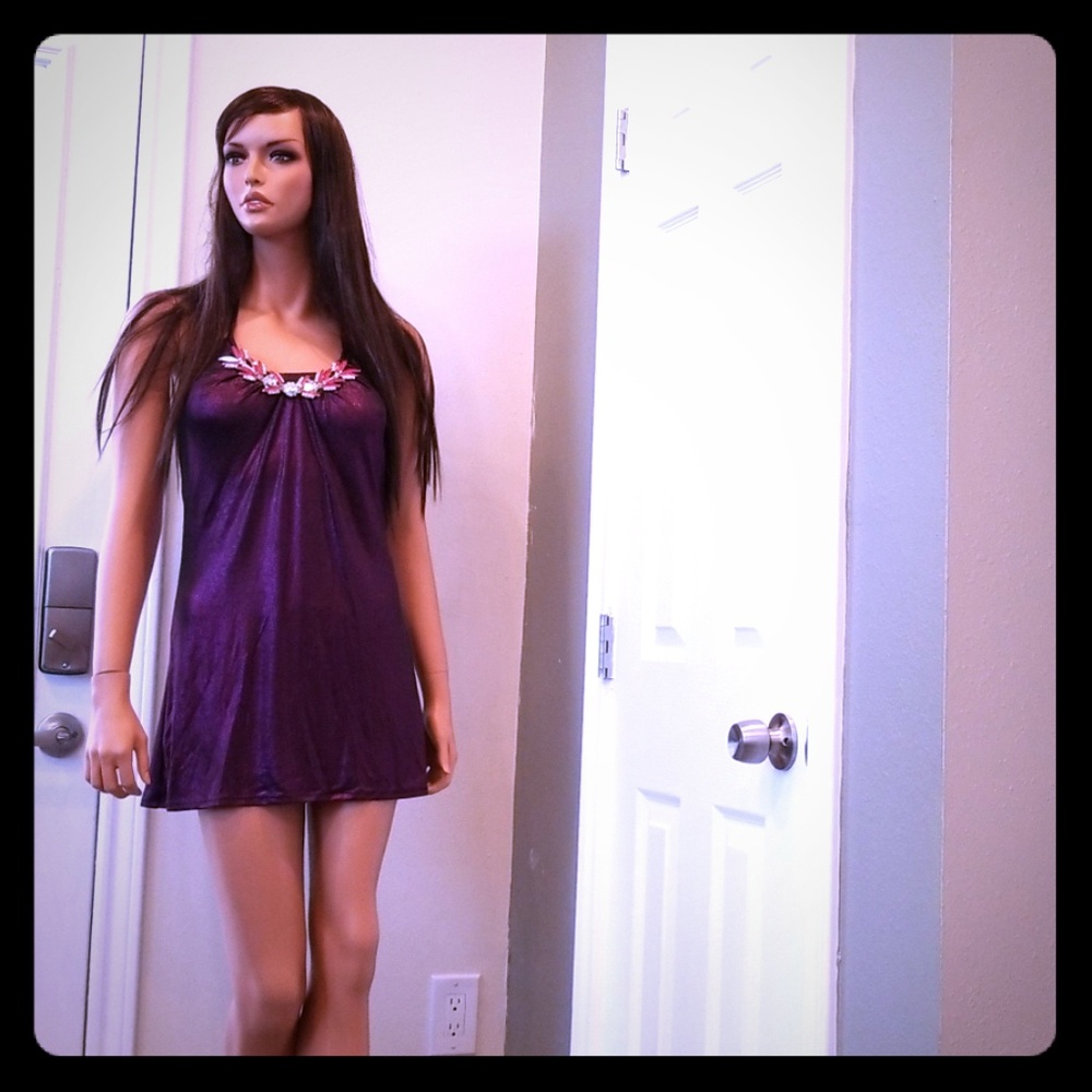 Clubwear Purple Sparkle Emblesshes Dress